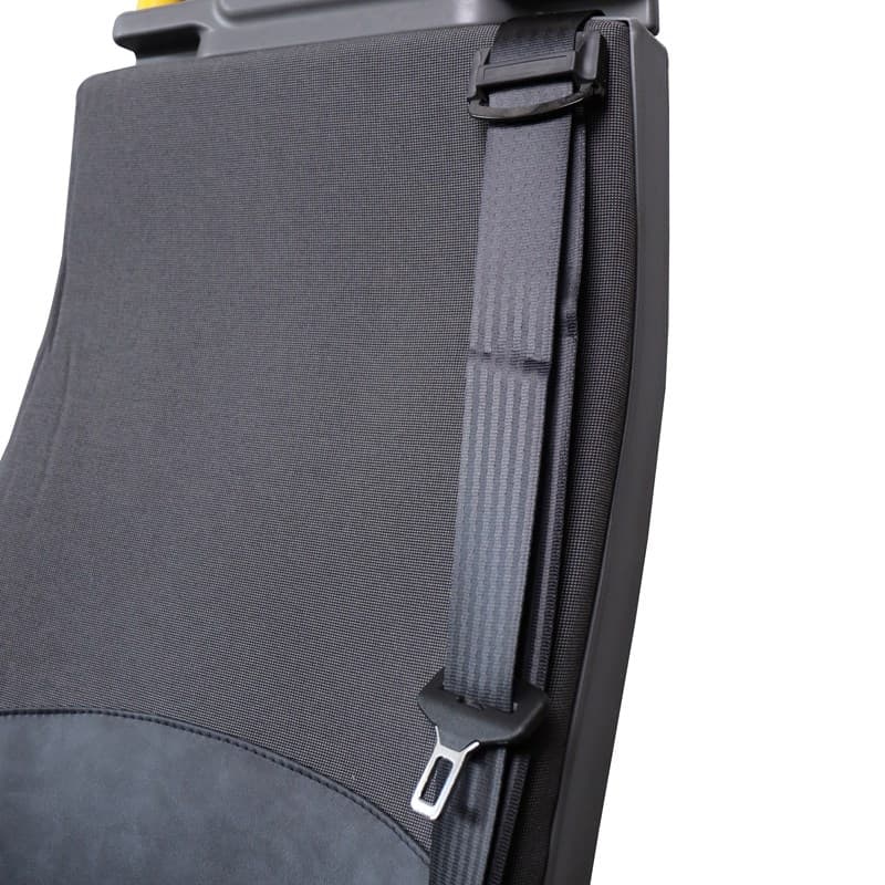 Black minibus seat with safe belt